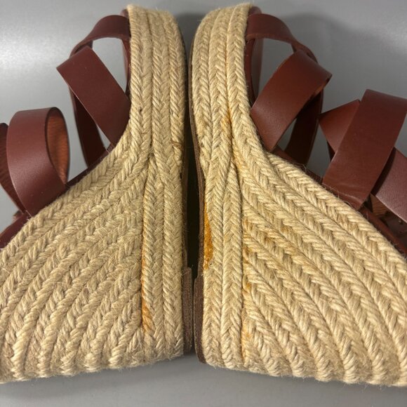 Lanvin Brown Espadrille Wedge Heel Platform Sandals, Size 37 - Picture 10 of 15
